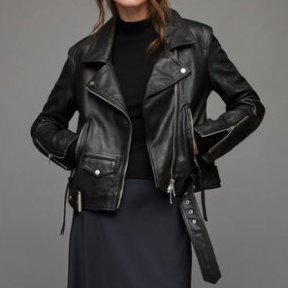 All Saints Luna leather biker jacket extra small - Picture 5 of 14
